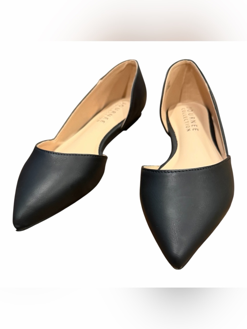 Journee Collection Black Pointed D'Orsay Flats
